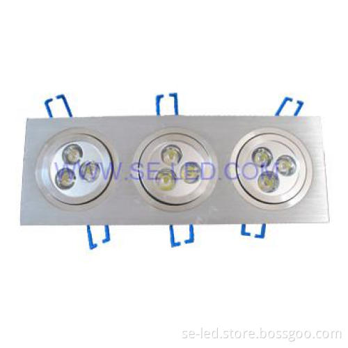 Square 9W Dimmable High Power embutida LED